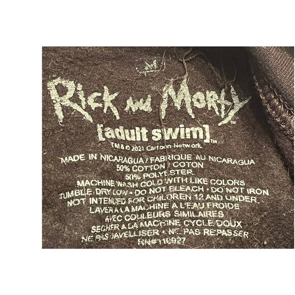 Rick and Morty Black Graphic Hoodie Sweatshirt Pullover ~Adult Swim SIZE M - Picture 5 of 6